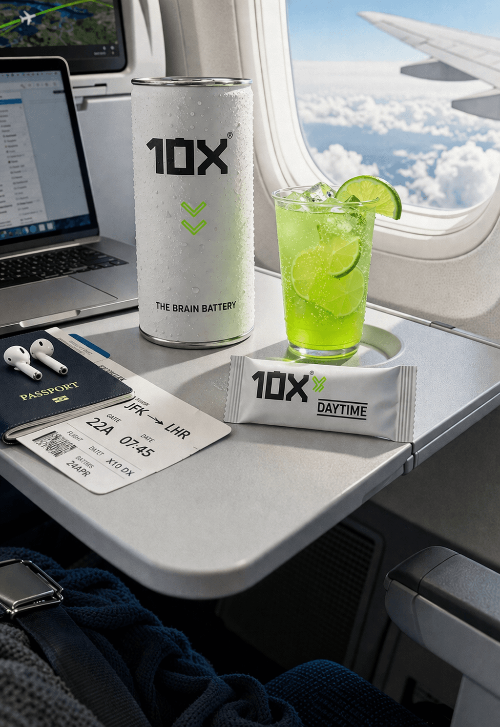 10X on a flight